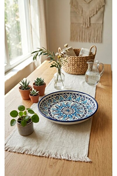 Store وعاء زخرفي مصنوع يدويًا باللون الأزرق الداكن مقاس 20 سم