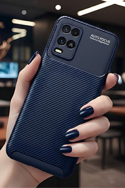 TechTrove Oppo A54 4G Kılıf Kamera Korumalı Darbe Emici Karbon Fiber Desenli ...