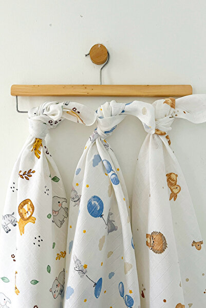 COOLMINIES Çok Amaçlı Müslin Örtü 3’lü Set, Müslin Yenidoğan Bebek Battaniyes...