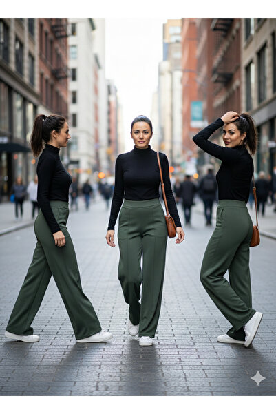 AXXAN γυναικείο παντελόνι παντελόνι palazzo με ελαστική μέση και φαρδύ πόδι μ...