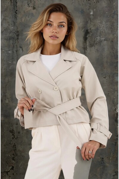 soi fashion Trench scurt căptușit cu curea Stone