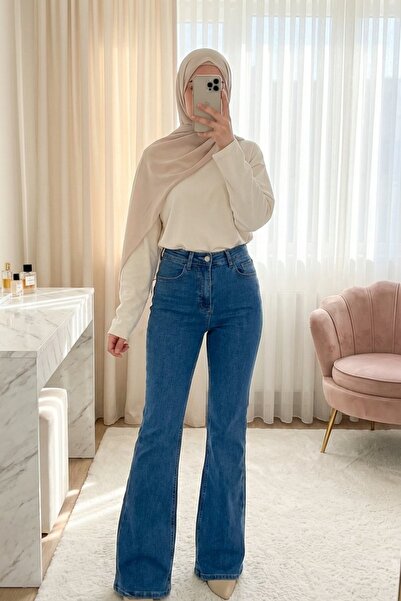 Modamorfo Sa džepovima Široke nogavice Sa likrom Farmerke sa patentnim zatvar...