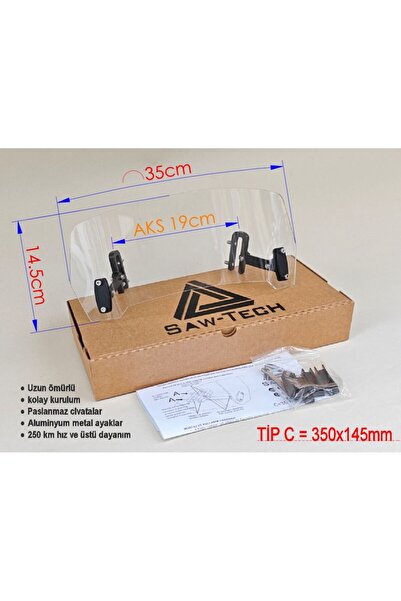 SAWTECH Motosiklek ek cam uzatma, Deflektör Rüzgar Saptırıcı, Genişlik:350mm ...