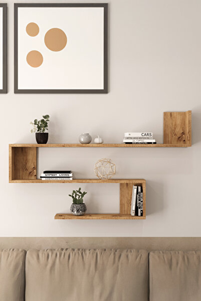 Yurudesign Shelf R10 Modern Duvar Rafı Kitaplık Atlantik Çam