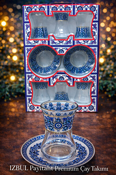 izbul Payitaht Premium Çay Takımı 6’lı İnce Belli Tabaklı Çay Takımı
