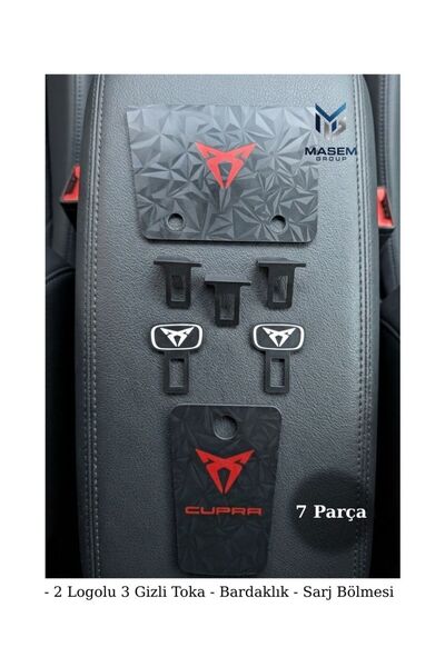 MASEM GROUP Cupra Formentor & Leon 3'lü Set Bardaklık, Şarj Bölmesi Kapağı, Toka