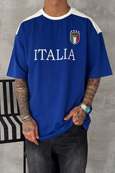 İLKCET MODA Italy Embroidery Unisex Oversize T-Shirt