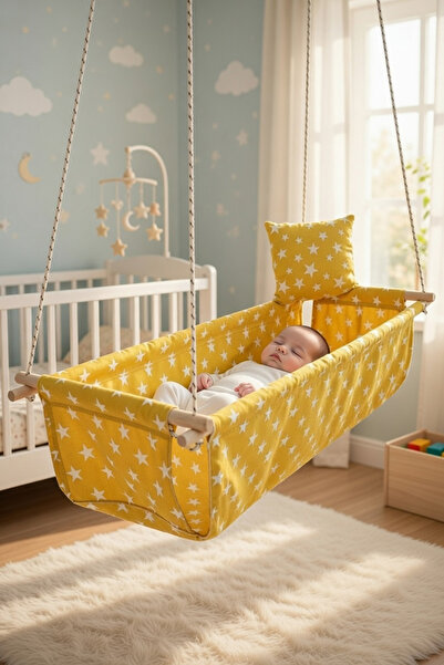 Bundeba Bebek Çocuk Çingene Beşiği SARI YILDIZLI