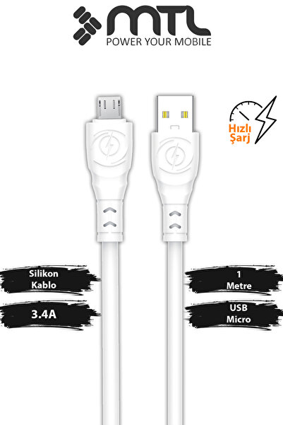 MTL 3.4A USB to Micro Ultra Hızlı Extra Yumuşak Dayanıklı Şarj ve Data Kablos...