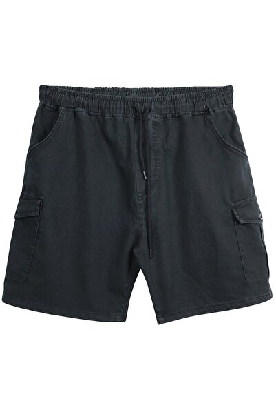 marufshop شورت جينز أنثراسايت للرجال مقاس كبير مناسب لوزن 118-156 كجم مع جيوب...