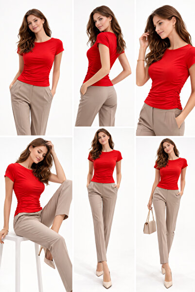 MY JOSHUA Women's Boat Neck Gathered Blouse