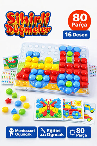 YILDIRIM OYUNCAK Eğitici Sihirli Düğmeler 80 Parça 16 Desen - Aktivite Oyunu ...