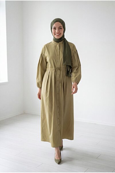 BENAHOLL Φόρεμα Ποπλίνας Nurhan με Κουμπιά και Τούνελ-NA2415 Μπουκέτο