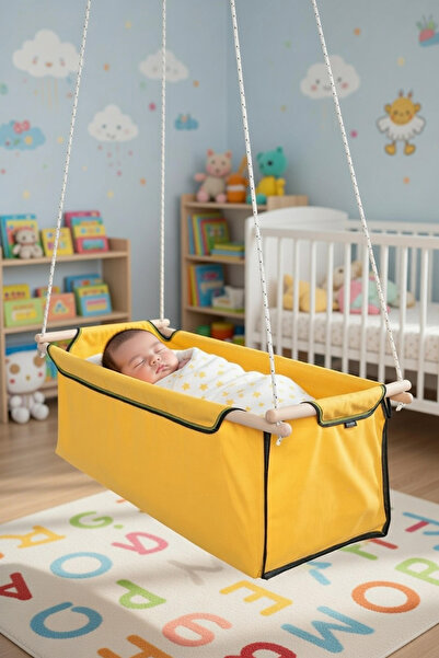 Bundeba Sally Sarı Hamak Beşik Bebek Hamağı Çingene Salıncağı Beşiği Kamp Pik...
