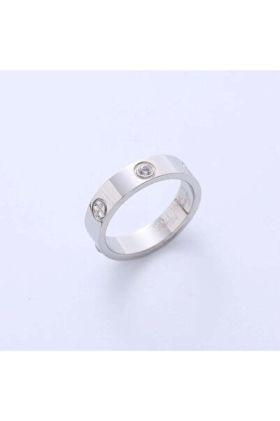 Pursehuit Inel de culoare argintie, LOVE, din oțel inoxidabil, cu pietre de z...