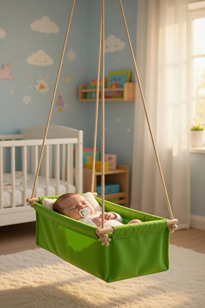 Bundeba Sally Yeşil Hamak Beşik Bebek Hamağı Çingene Salıncağı Beşiği Kamp Pi...
