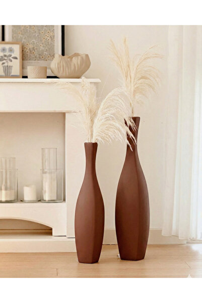 Hestia Home 2-Piece Square Bottle Ceramic Set Red Brown