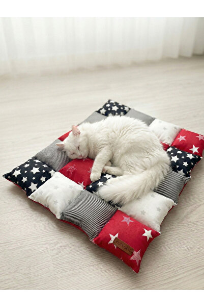 Kedi Minderi– 50x60 cm Yumuşak Dolgulu Tasarım Patchwork Kedi Yatağı