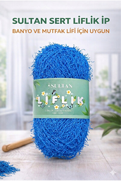 Sultan Sert Liflik ipi Sert Mutfak Lifi ve Banyo Lifi İpi Sert Saçaklı ip Gök...