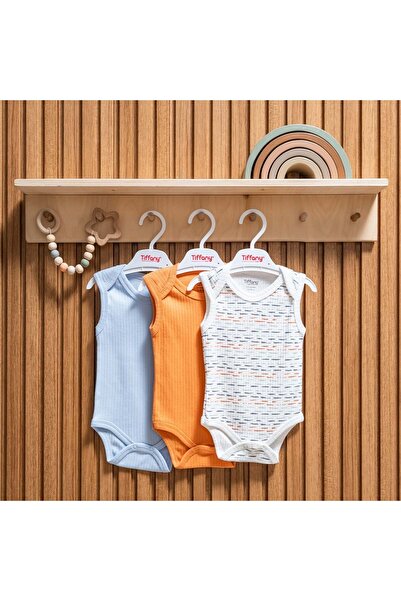 Tiffany Stripped Triple Sleeveless Baby Bodysuit Orange