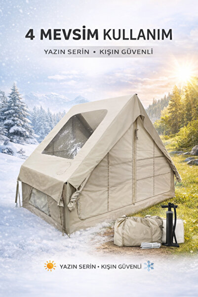 Tisul 6 Kişilik ŞİŞME Plaj Kamp Tatil Çadırı Oxford Kumaşlı Pompalı Çadır