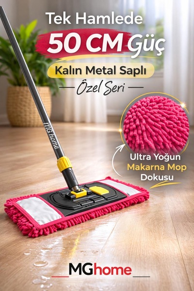 VENON 1 Takım ⭐50 Cm Makarna Mop + Palet Aparat + Metal Sap Duvar Temizliği M...