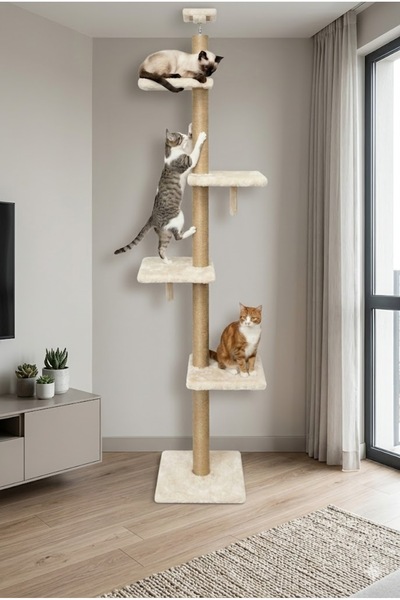 Turkuaz Tırmalama Tr2001 Turkuaz Tırmalama Tavan Boyu Kule Kedi Evi Tırmalama