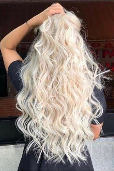 Makromehome Platin Afro Dalgalı Uzun Yarım Ay Saç – 3 Parça Çıt Çıt 80cm. 270...