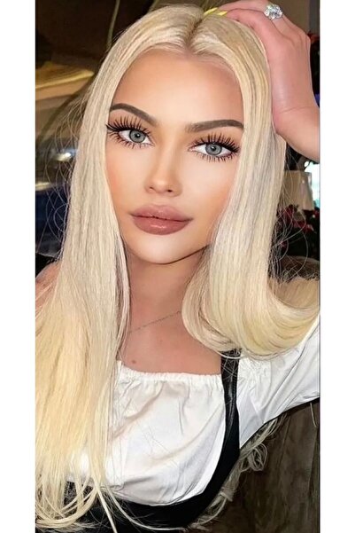 Makromehome Platin Sarısı Uzun Düz Yarım Ay Saç – Sentetik Çıt Çıt – 3 Parça