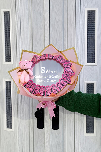 Zemtigo Led Işıklı Ayıcıklı Aynalı Kelebek Buketi Aynadaki Benim Çiçeğim Ayna...