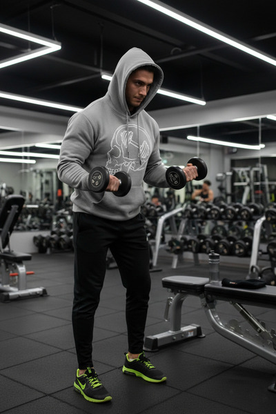 OXVİN Dead Lift - Hanorac unisex cu glugă și buzunar cangur, cu 3 fire (cu fl...