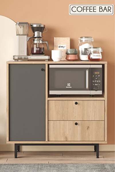 Yurudesign Royce Serisi Kahve Köşesi Çok Amaçlı Dolap Mutfak Dolabı Sepet-Ant...