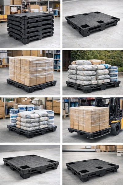 Aslan Ticaret 60 X 80 X 15 CM SİYAH ÜZERİ KAPALI PLASTİK PALET