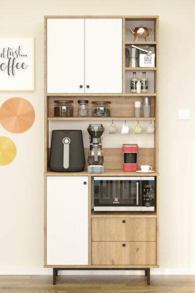 Yurudesign Royce Serisi Kahve Köşesi Çok Amaçlı Dolap Mutfak Dolabı Sepet-Bey...