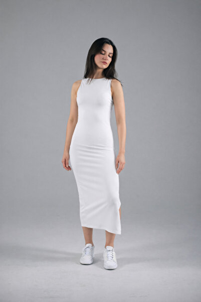 Maison La Femme Γυναικείο μακρύ καλοκαιρινό φόρεμα με λεπτομέρεια σκίσιμο