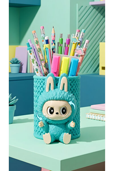 END Design حامل أقلام بتصميم لابوبو – منظم ممتع بعيون متحركة وثلاثة تعابير عيون