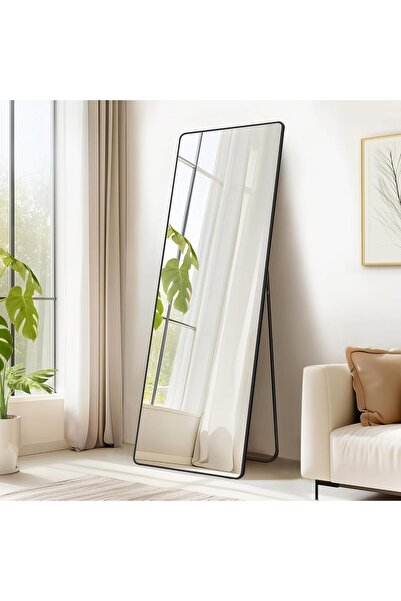 SONGMICS Oglindă de podea 160x50 cm, sticlă securizată, ramă din aluminiu, ne...