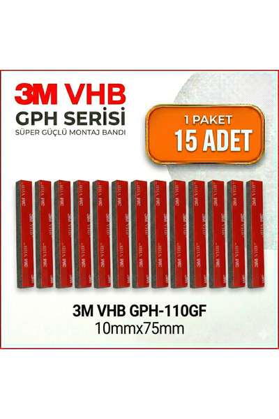 3M 10x75x1mm Yedek Güçlü Çift Taraflı Vhb Bant Die Cut Kesim (15 ADET)