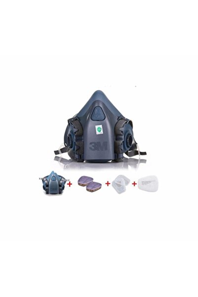 3M 7502 Yarım Yüz Maskesi + 6059 Abek Filtre + 5925 P2 Filtre +k501 Kapak