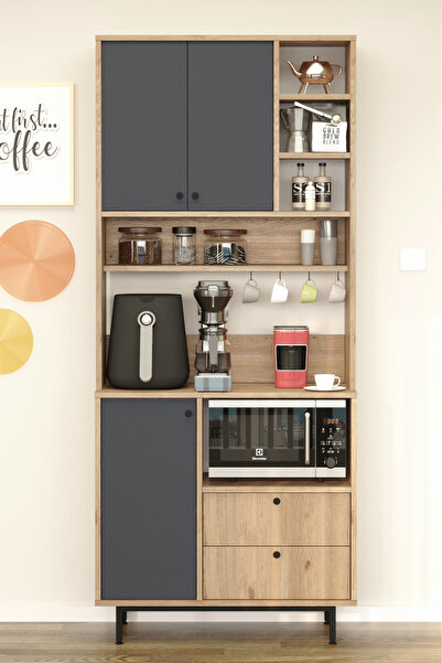 Yurudesign Royce Serisi Kahve Köşesi Çok Amaçlı Dolap Mutfak Dolabı Sepet-Ant...