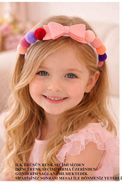 DOĞALYA Fiyonklu Ponponlu Kız Çocuk Bebek Taçı
