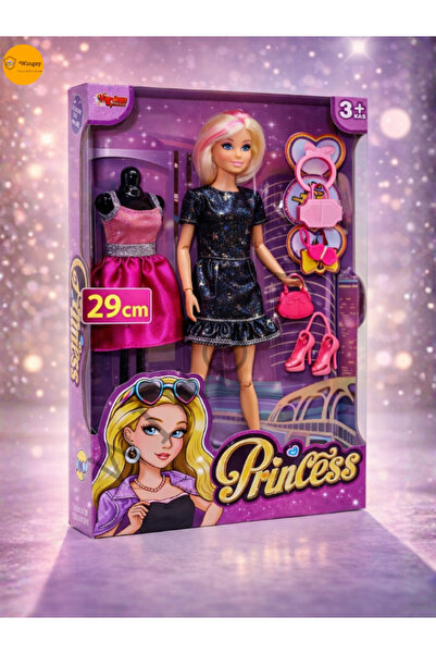 Wingzy Kutulu 29 Cm Yedek Elbiseli Aksesuarlı Moda Bebek