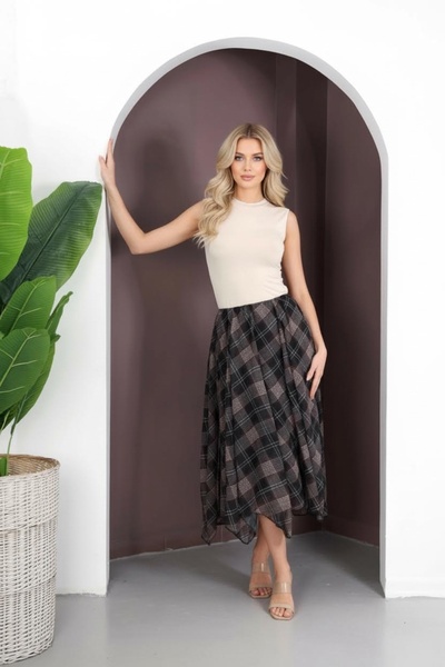 DAME Women's Premium Skirt Asymmetrical Cut Lined Chiffon Skirt