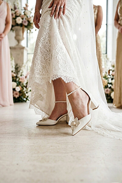 Modavien Women's 5 cm Ankle Pearl Bridal Shoes