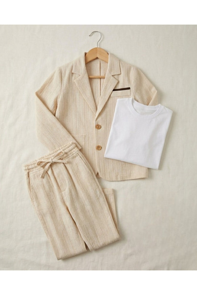 Egelite ERKEK ÇOCUK KETEN CEKETLİ YAZLIK İNCE 3 PARÇA ŞIK 2-3-4-5-6-7-8-9-10 ...