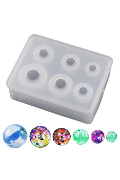 Getshop Epoksi Silikon Yuvarlak Gezegen Boncuk Kalıbı 6 Boy