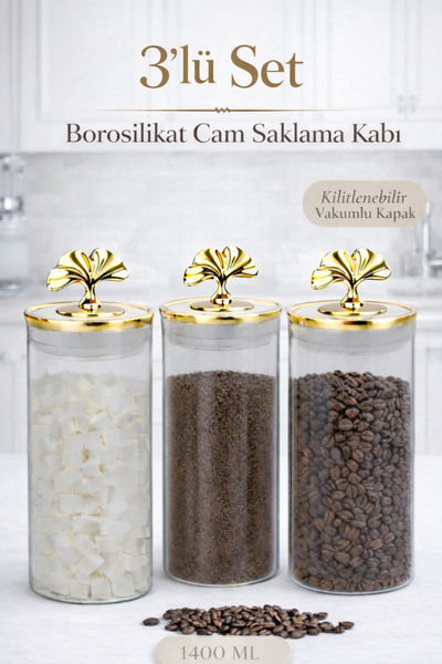 naturelove وعاء زجاجي من البورسليكات مع غطاء مفرغ قابل للقفل بوزن 1400 مل