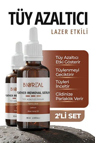 BİOREAL Tüy Dökücü ve Tüy Azaltıcı Serum 30 ml %100 Saf Limon Yağı ve Aloe Ve...