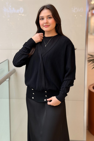 Ghisa Taş Düğmeli Merserize Süveter Hırka