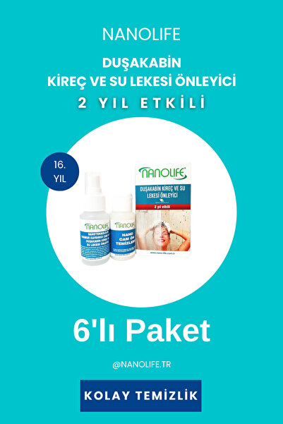 NanoLife 2 YIL ETKİLİ DUŞAKABİN SU VE KİREÇ LEKESİ ÖNLEYİCİ 6'LI PAKET